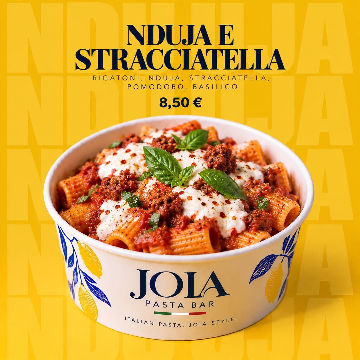 La bowl JOIA di rigatoni, nduja e stracciatella: il gusto al centro del progetto